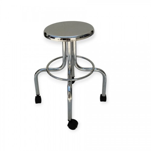 BANCO GIRATORIO CROMADO CON RUEDAS